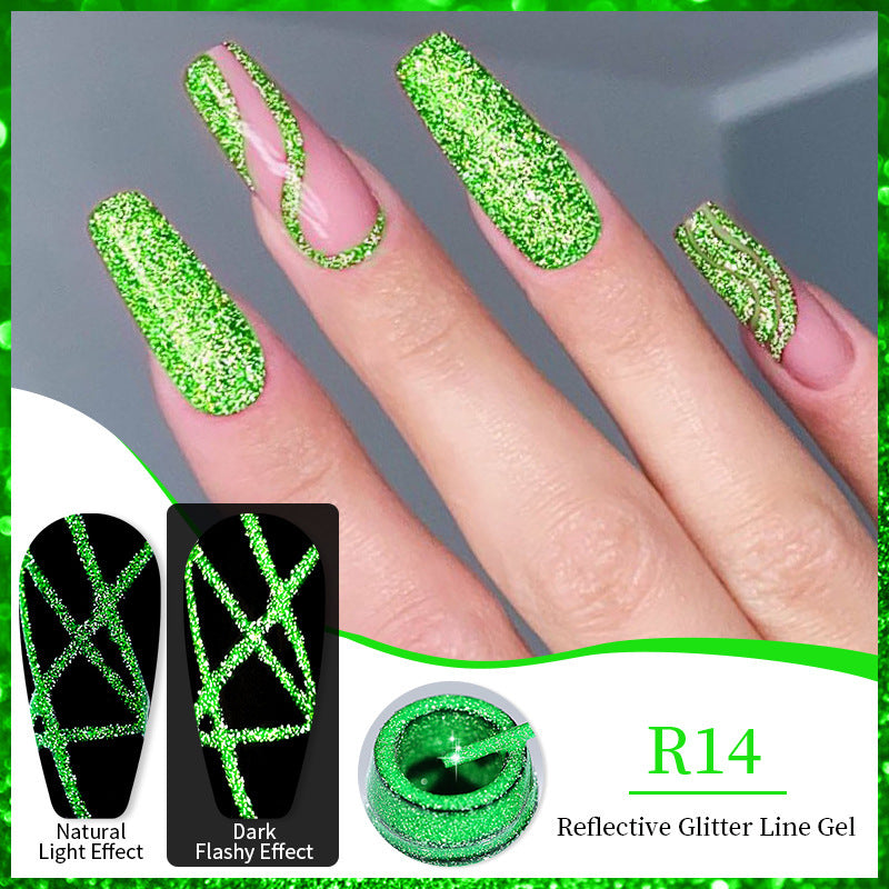 Nail Gel With A Glittery Brushed Finish And Reflective Sequins