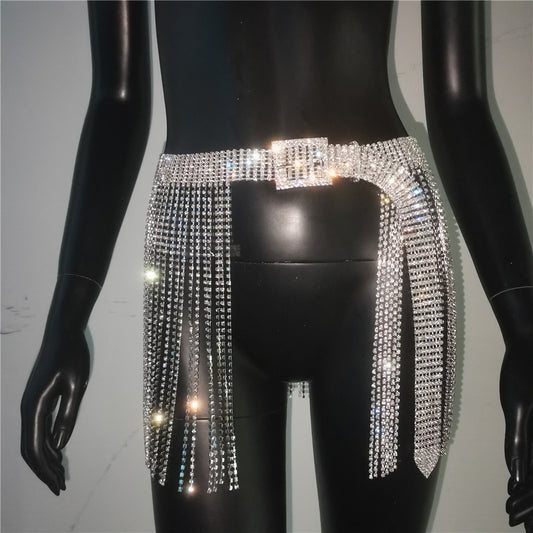 High Grade Belt Buckle With Diamond Fringe Skirt