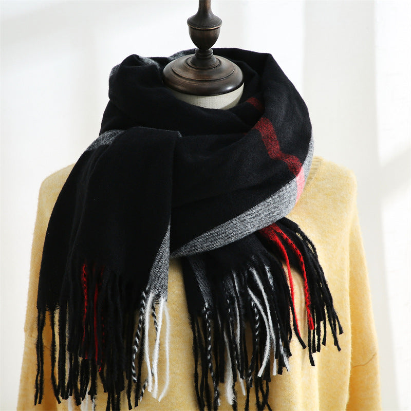 Imitation Cashmere Scarf Sweet Striped Shawl To Keep Warm