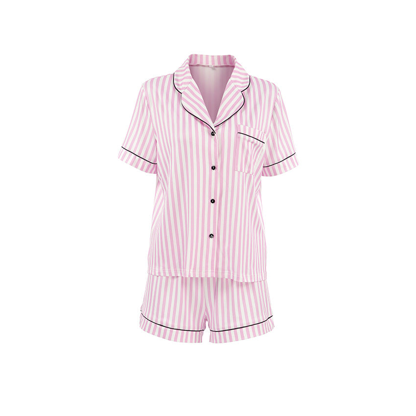 Printed Cardigan Short-Sleeve Shorts Womens Set