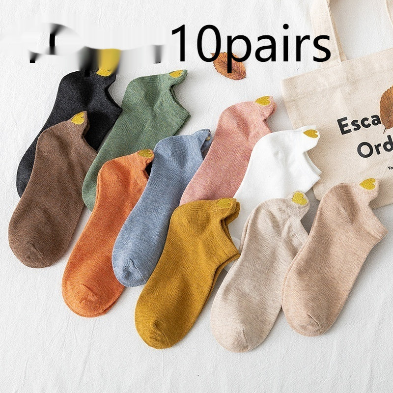 Women's Socks Japanese Cute Heel Embroidery
