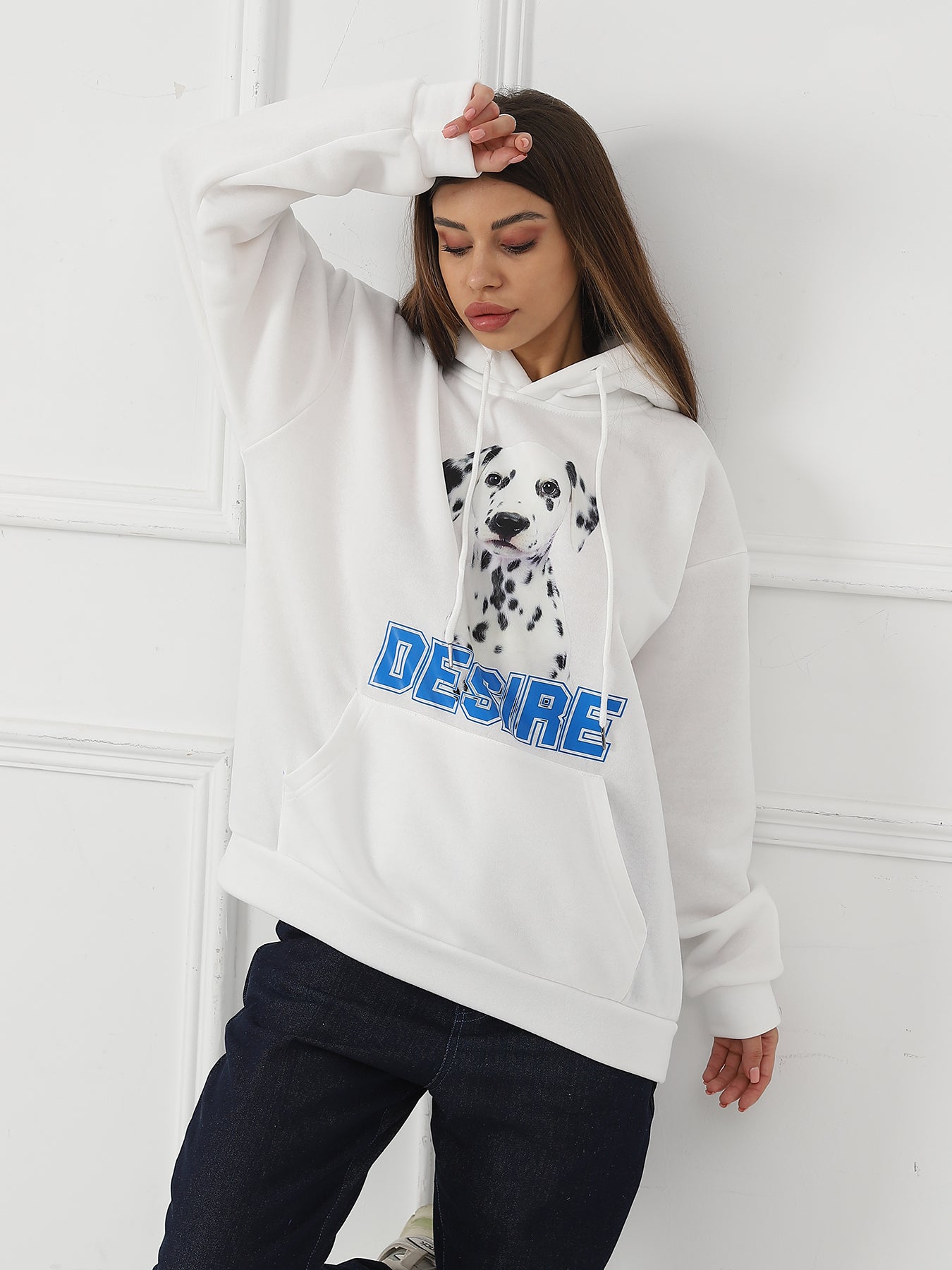 Dame Moderigtig Casual Langærmet Trøje med Print