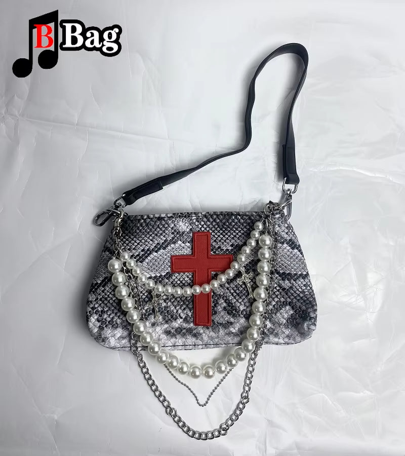 Women's Serpentine Pattern Shoulder Bag - Y2K Retro Harajuku Crossbody Messenger Satchel