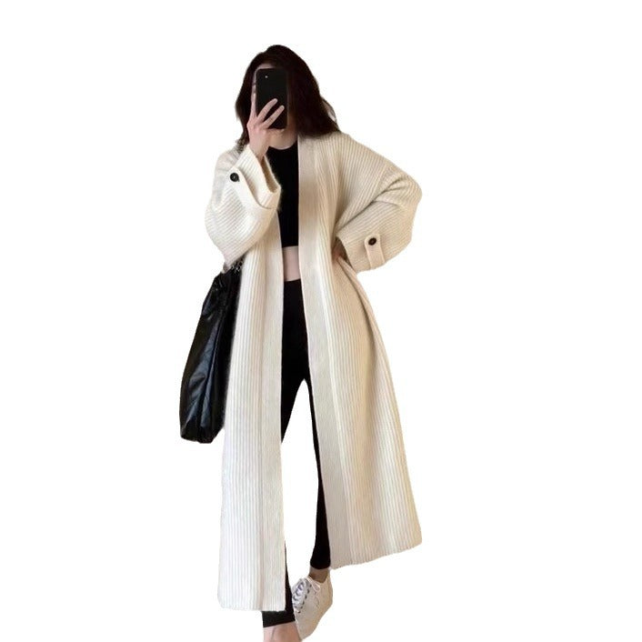 Korean Style High Sense Long Sweater Coat Mid-length