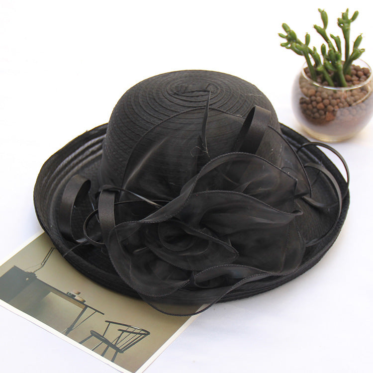 Sun Protection Sun Hat Organza Flower Mesh
