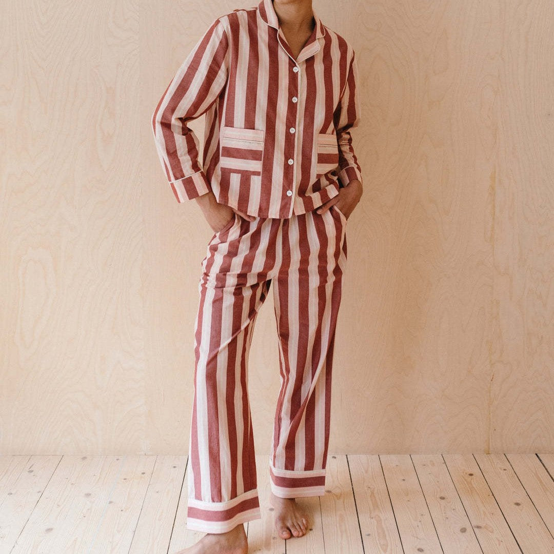 Women's Long-sleeved Trousers Wide Striped Printed Casual