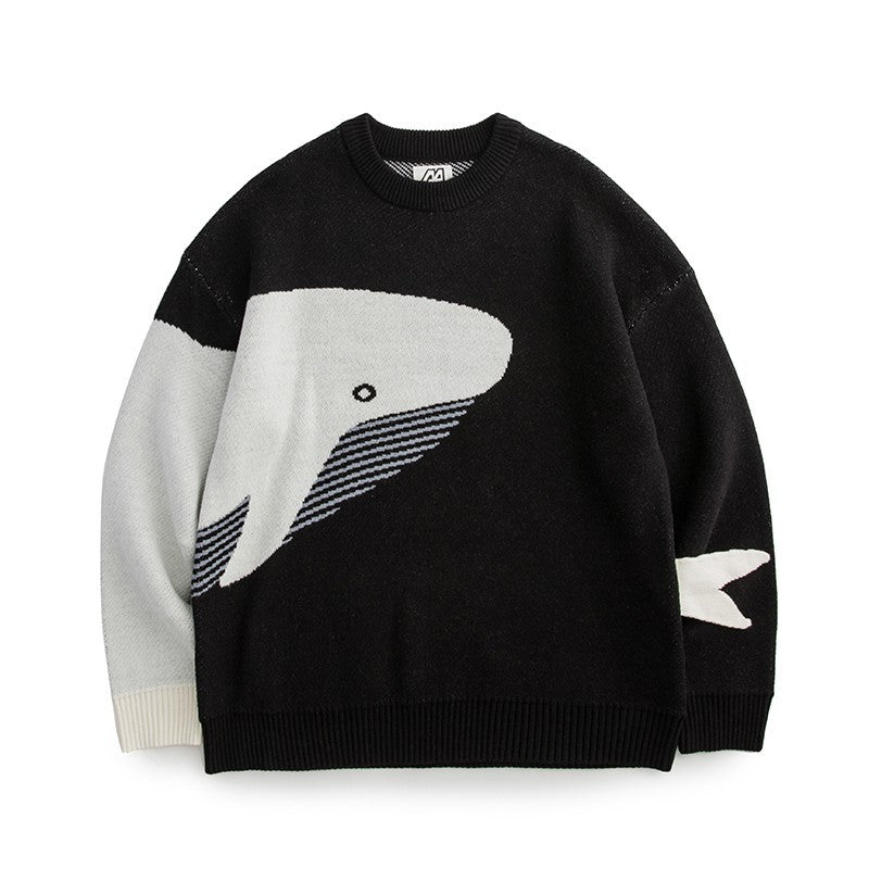 Autumn And Winter New Whale Jacquard Knitted Sweater For Men