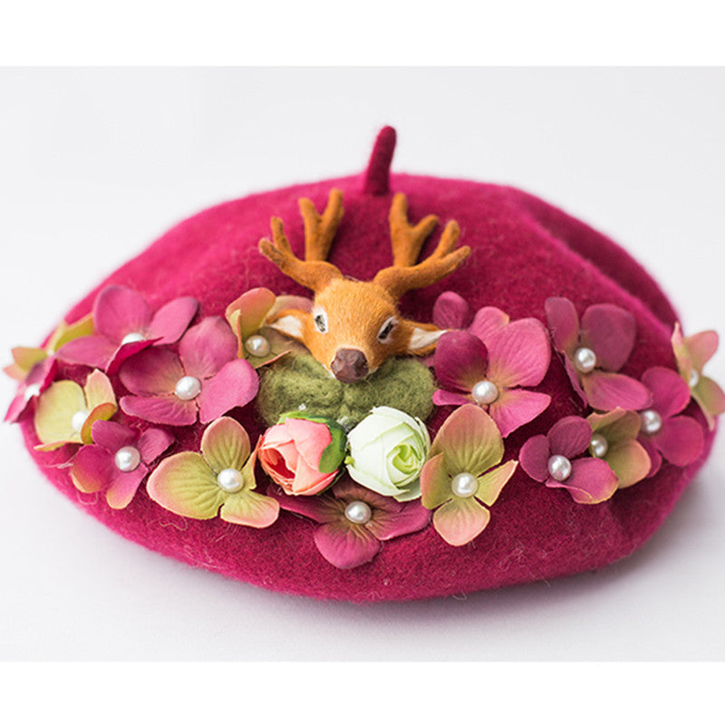 Women's Fashion Handmade Flower Beret Hat