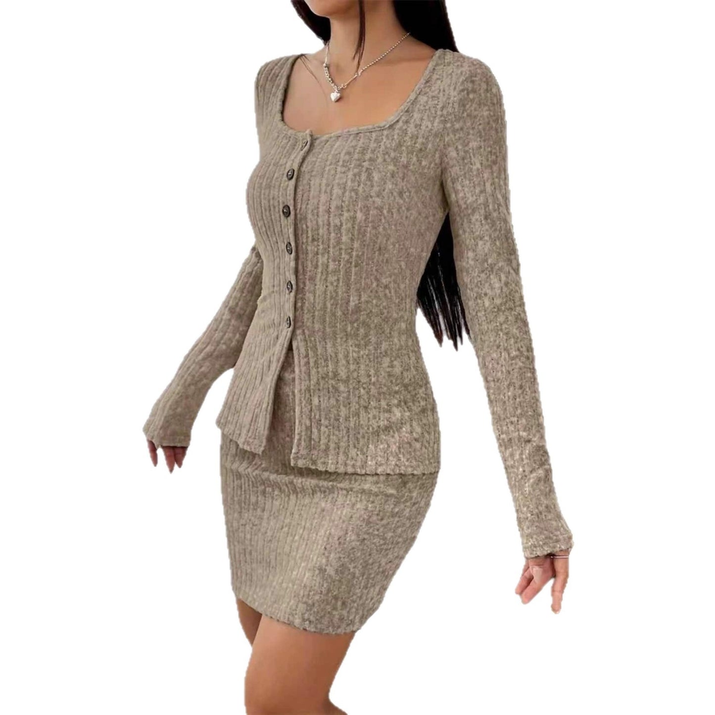 New Autumn Stylish Slim-fit Top And Skirt Two-piece Set