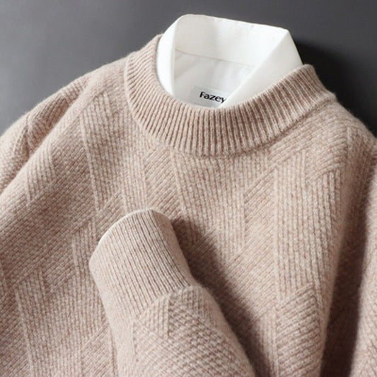 Men's Loose Thick Jacquard Round Neck Sweater