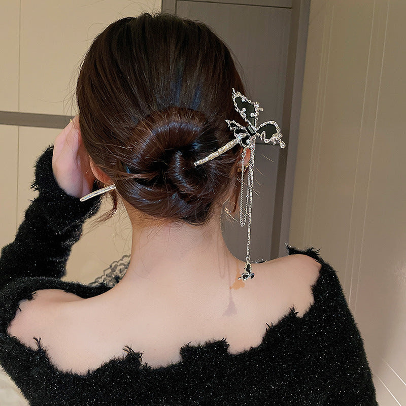 Metal Irregular Butterfly Tassel Hairpin Girl