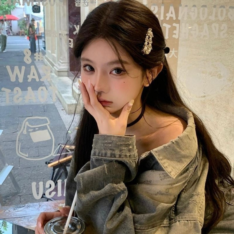 Sweet Diamond-studded Bow Silk Headband Hair Clip