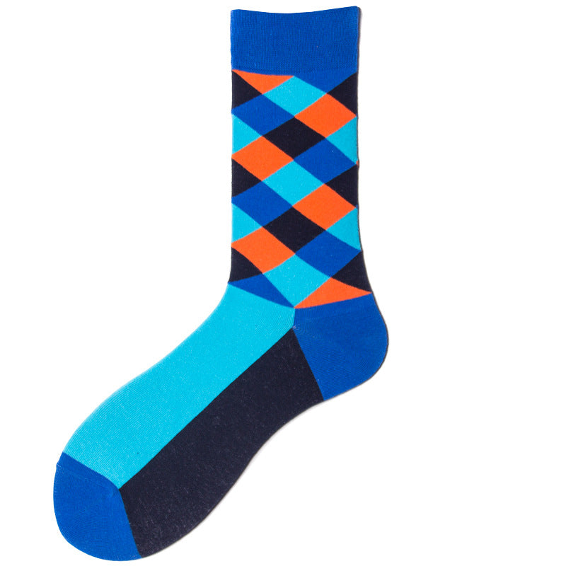 British Style Plaid Retro Contrast Color Harajuku Street Hipster Men's Cotton Socks