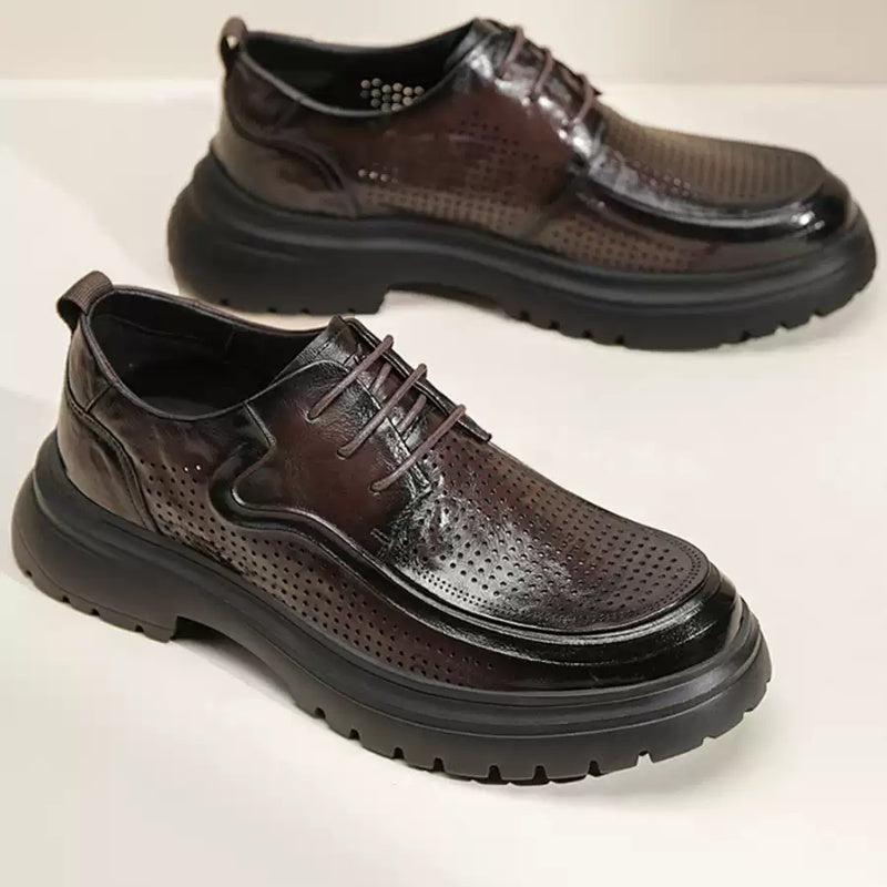 Men's Leather Shoes Summer Breathable Soft Bottom Business Casual