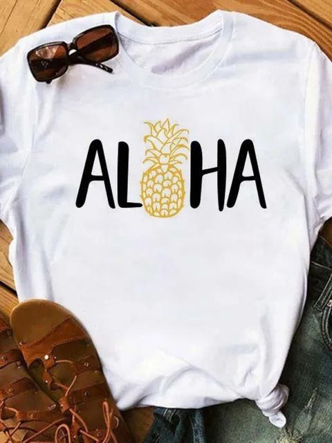 Dame T-shirt Mode Ananas Print Top
