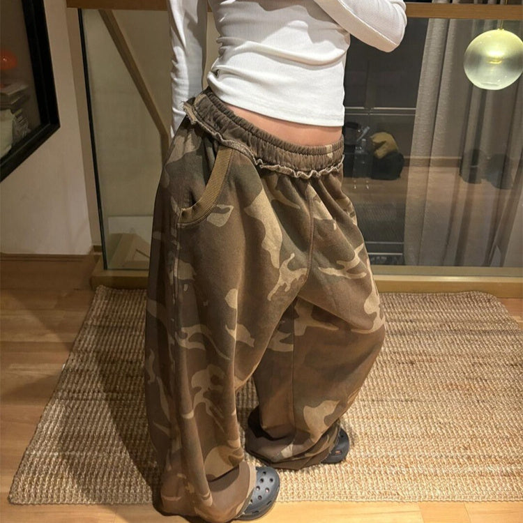American Hot Girl Camouflage Wide-leg Pants For Women