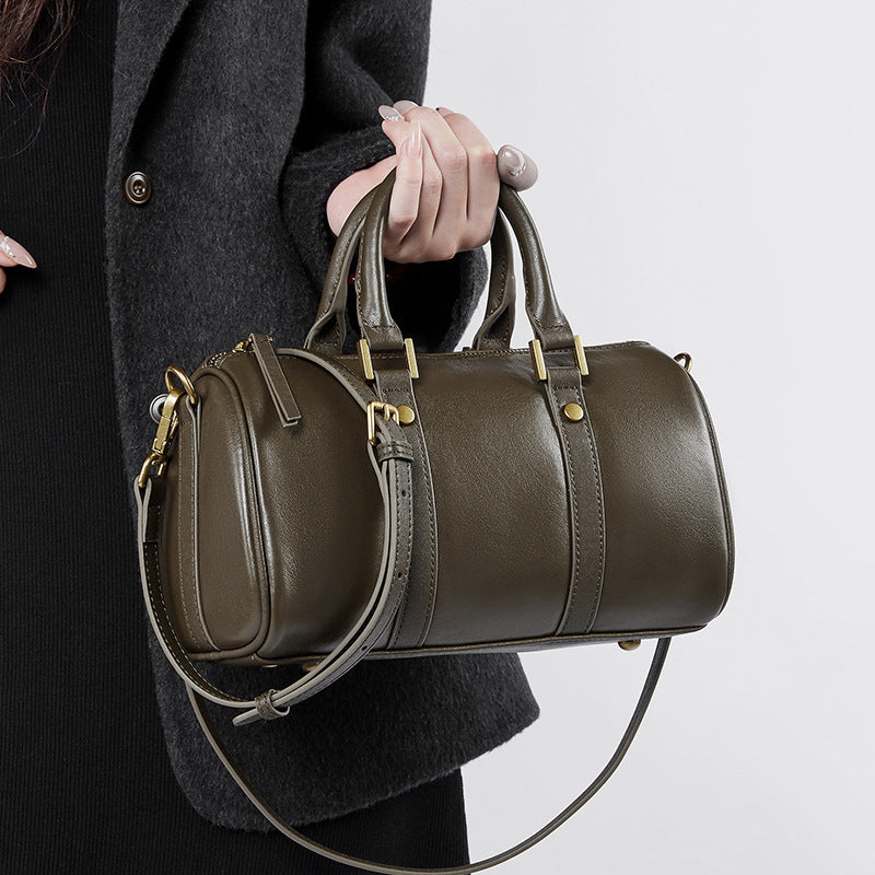 Retro bærbar crossbody-taske i okselæder