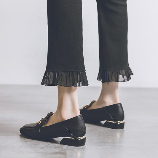 Real Soft Leather British Style Leather Shoes Women