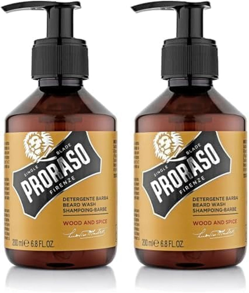 Proraso Champú Barba Wood & Spice, 200 Ml, Champú Hidratante Profesional Para El Cuidado Barba Hombre Que Elimina Las Impurezas Y Limpia Eficazmente