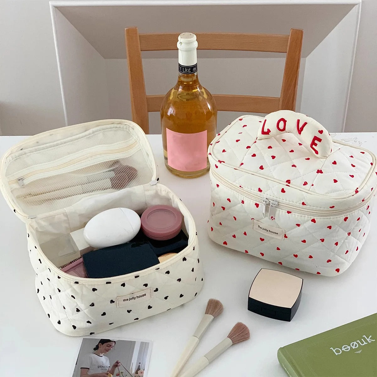Heart Cosmetic Portable Large Capacity Multifunction Storage Bag