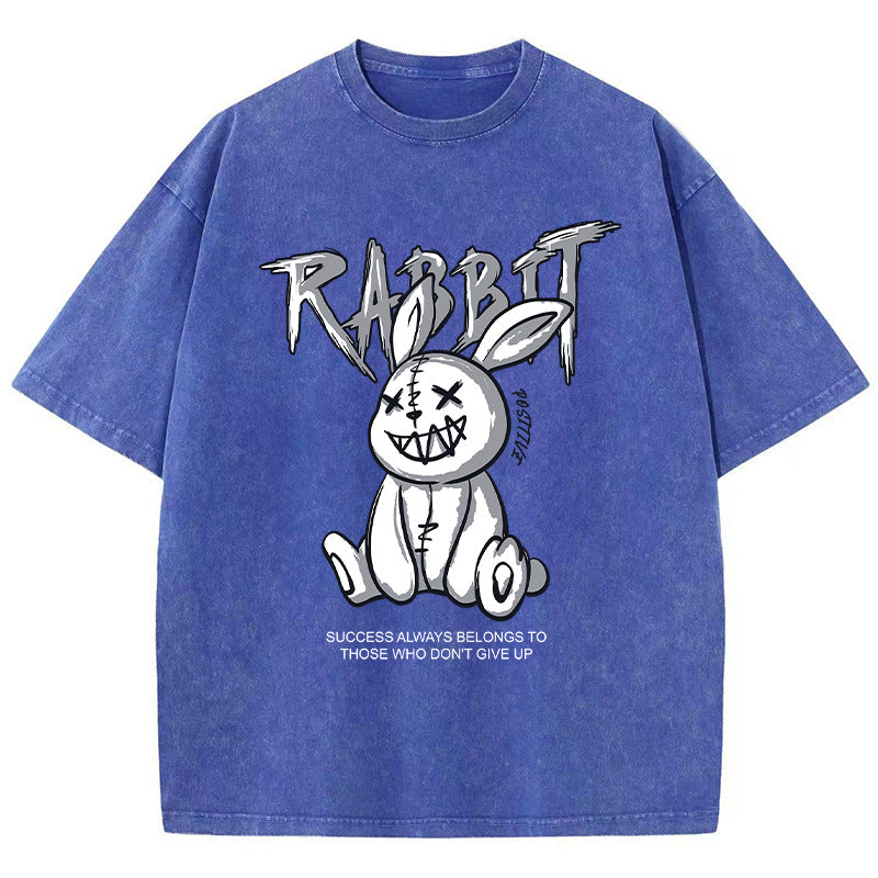 Cute Rabbit Print T-shirt Breathable T-shirt Streetwear