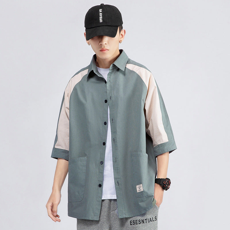 Men's Korean Style Colorblock Casual Shirt