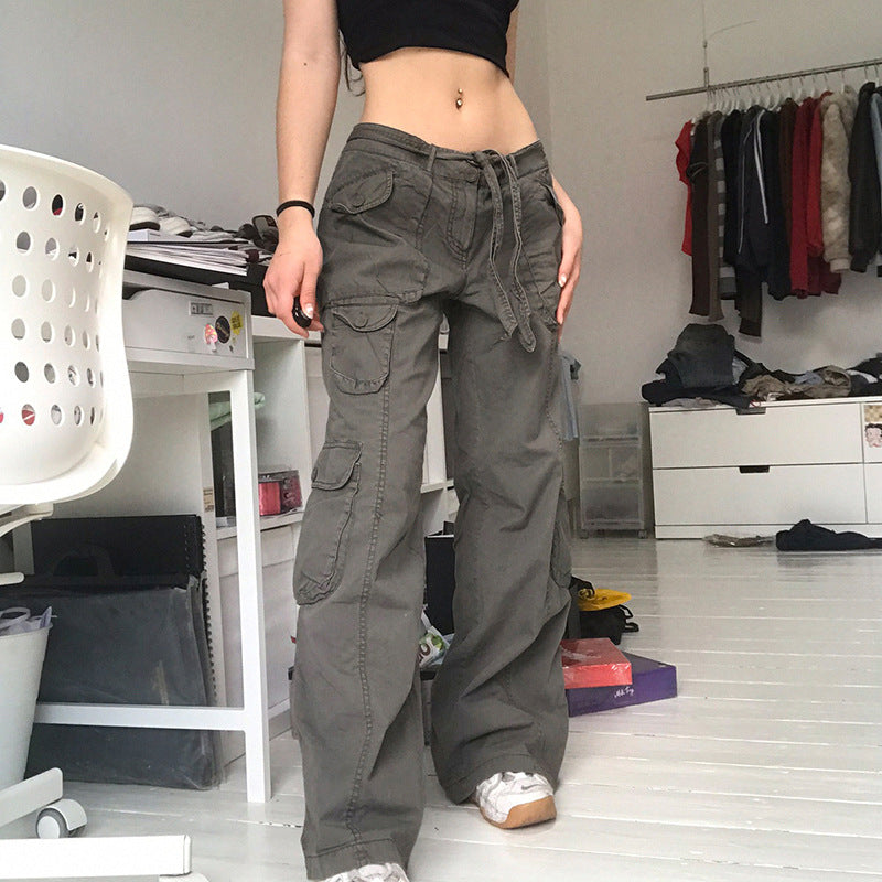 Multi-pocket Workwear Trousers Hipster Old Loose Wide Leg