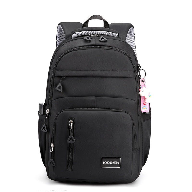 High-grade Solid Color Casual Backpack Multi-compartment