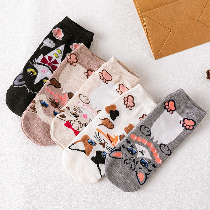 Cartoon Cat And Dog Pattern Personalized Cotton Socks