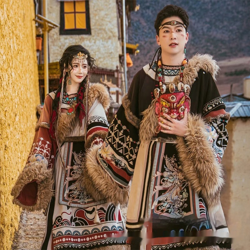 Trip Shoot Costumes Autumn And Winter Big Fur Collar Tibetan Robe
