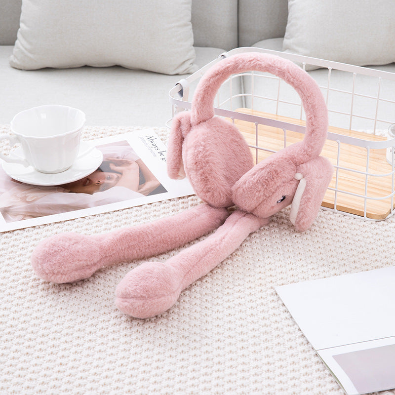 Cute Movable Rabbit-ear Warm Earflap Hat For Kids