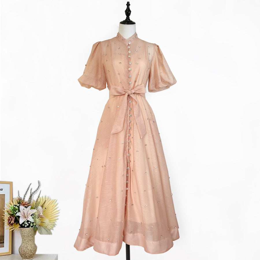 Womens Vintage-Style Floral Print Cinched Waist Dress