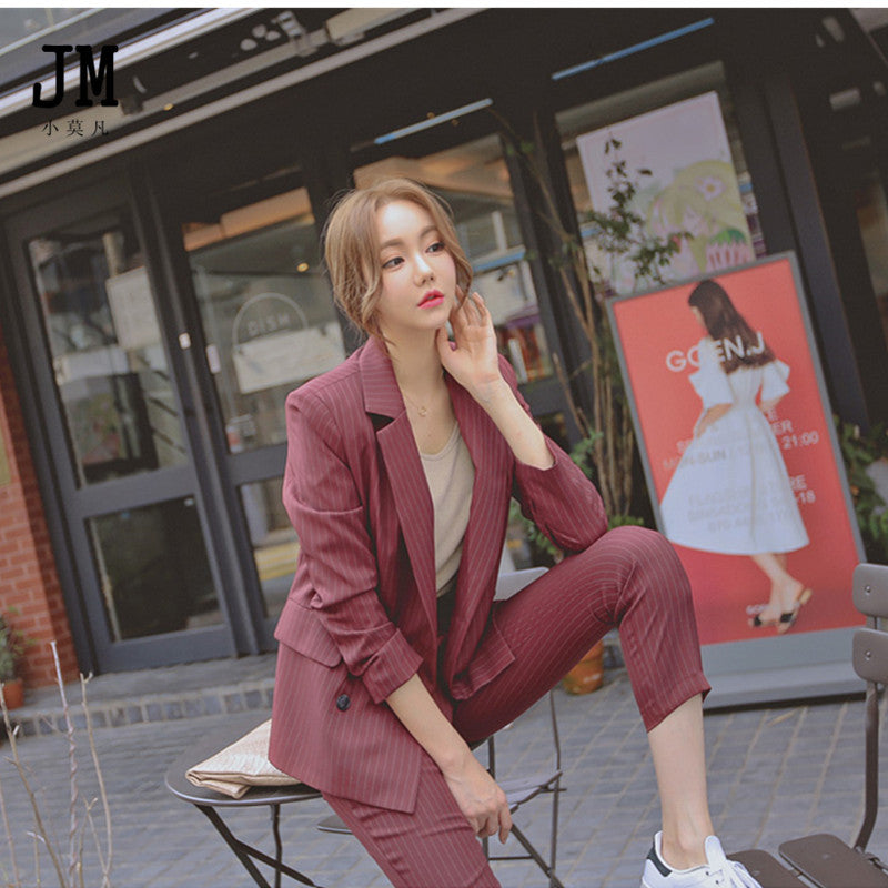 Women's Fashionable Striped Professional Suit
