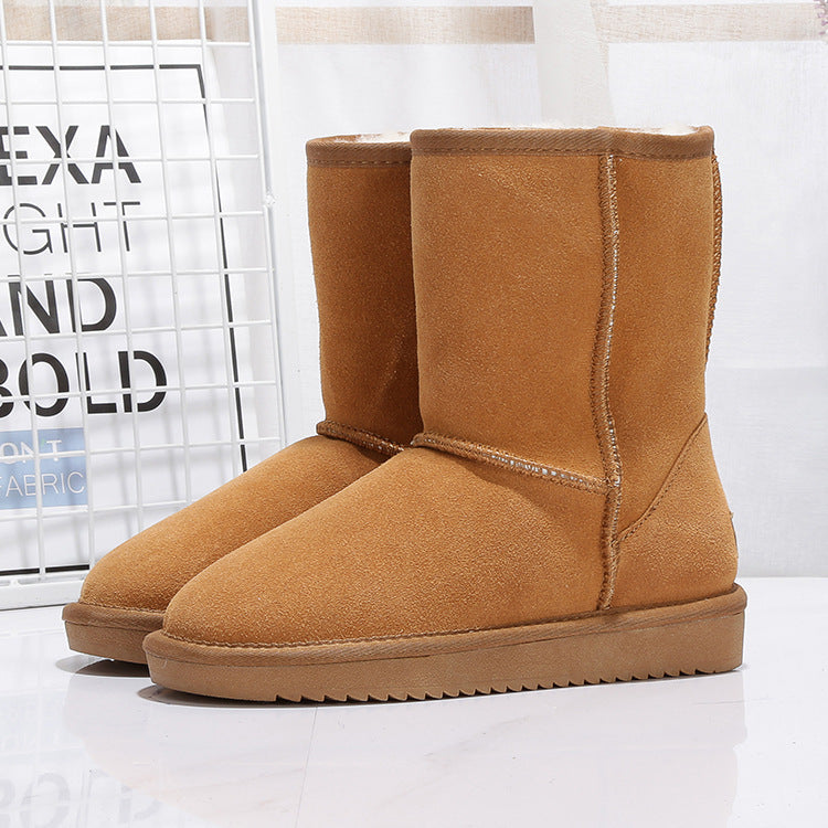 Middle Tube Plus Velvet Warm  Boots Student Cotton Shoes