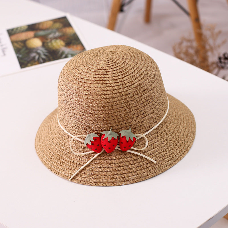 Three Strawberry Suit Children's Summer New Straw Hat