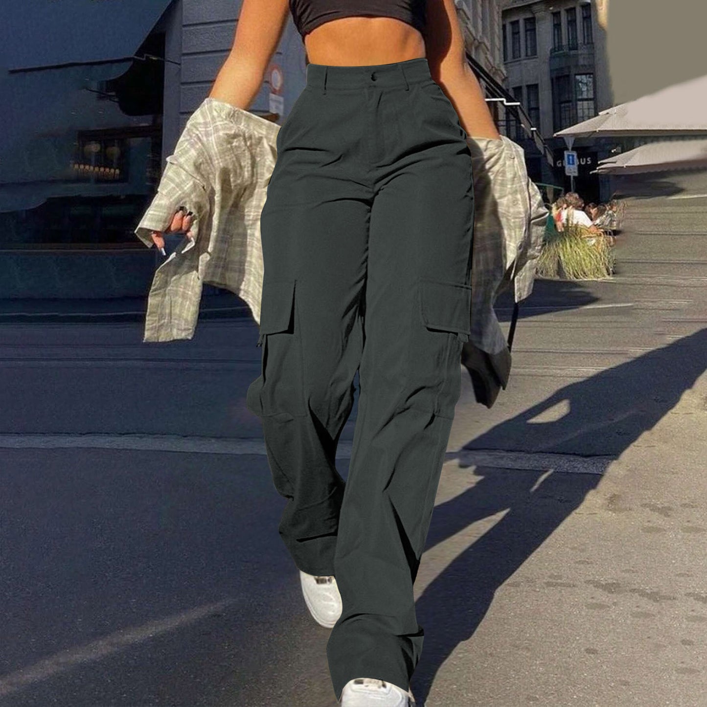 Multi-Pocket Workwear Straight-leg Trousers