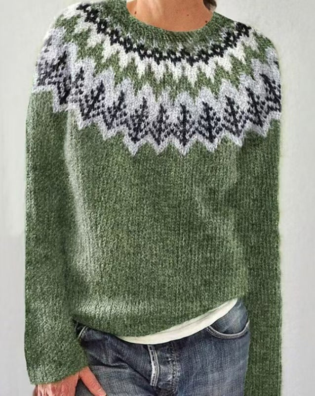 Round Neck Multicolor Loose Fashion Pullover Sweater