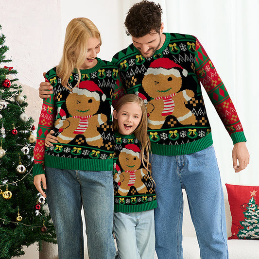 Cute Gingerbread Man Pullover Sweater For Women AutumnWinter Long Sleeve