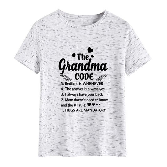 The Grandma Code Round Neck Letter Print Short Sleeves