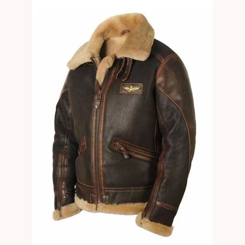 Autumn And Winter Brown Lapel Zipper And Pocket Zipper Regular Youth Casual Jacket