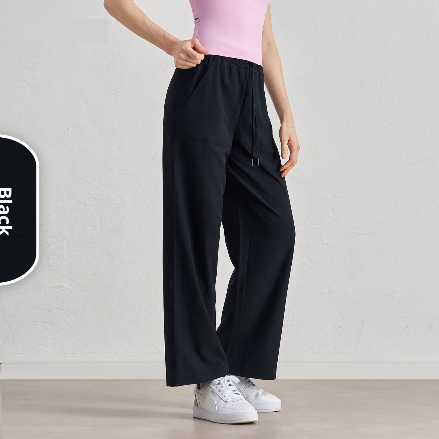 Pleated Baggy Straight Trousers Widened High Waist Wide Leg Drawstring Paratrooper Pants