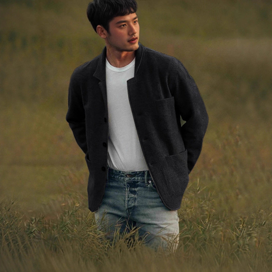 Men's Youthful Foreign Trade Solid-Color Trendy Fashion Wool Jacket