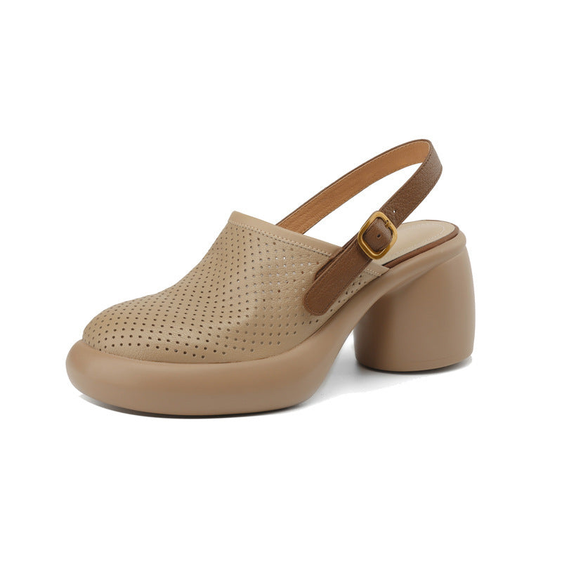 Closed Toe Platform Hollow-out Sandals Women's Round Toe