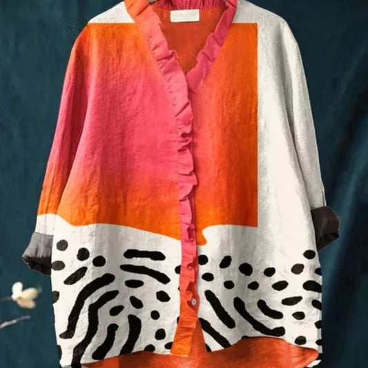 Loose Print Crew Neck Casual Plus Size Women's T-shirt