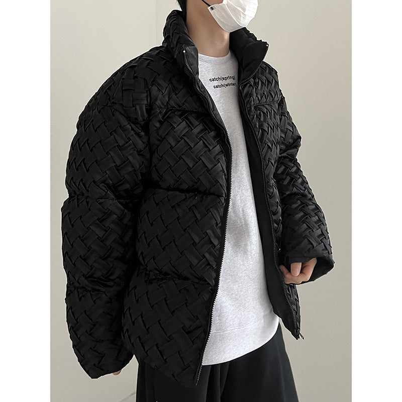 Weaving Stand-up Collar Cotton-padded Clothes In Winter