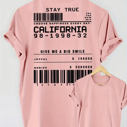 STAY TRUE Letter Print Short-sleeve Crew Neck