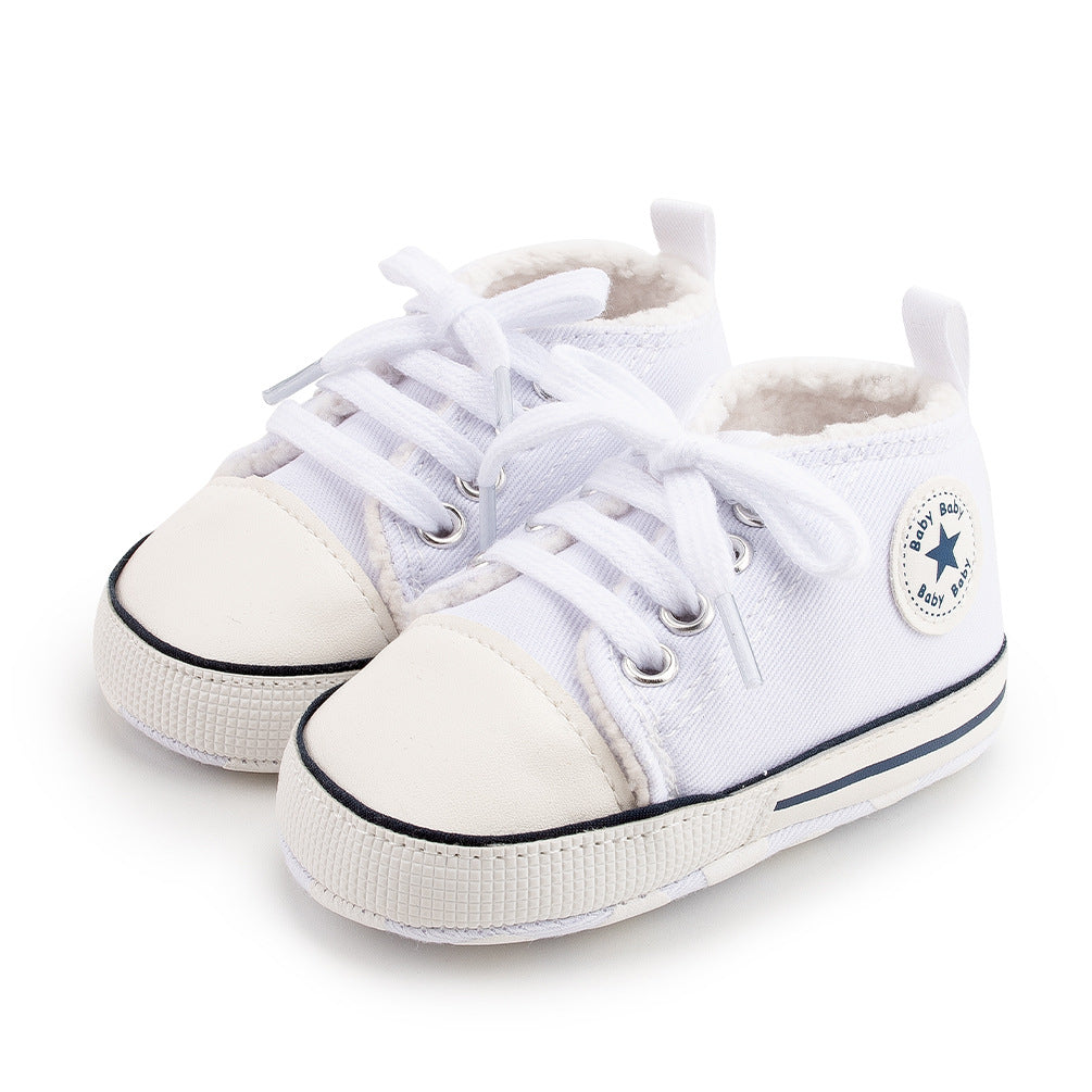 New Winter Baby's Shoes Cotton Shoes Fleece Lined Warm Canvas Shoes Baby Non Slip Soft Bottom Toddler Shoes Baby's Shoes