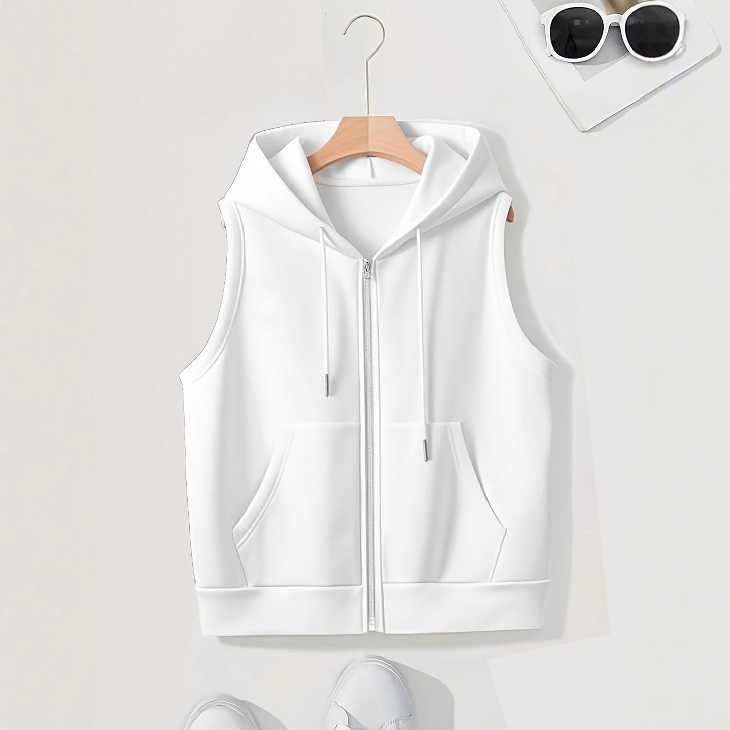 Women's Sleeveless Slim-fit Cardigan Zip Sweater