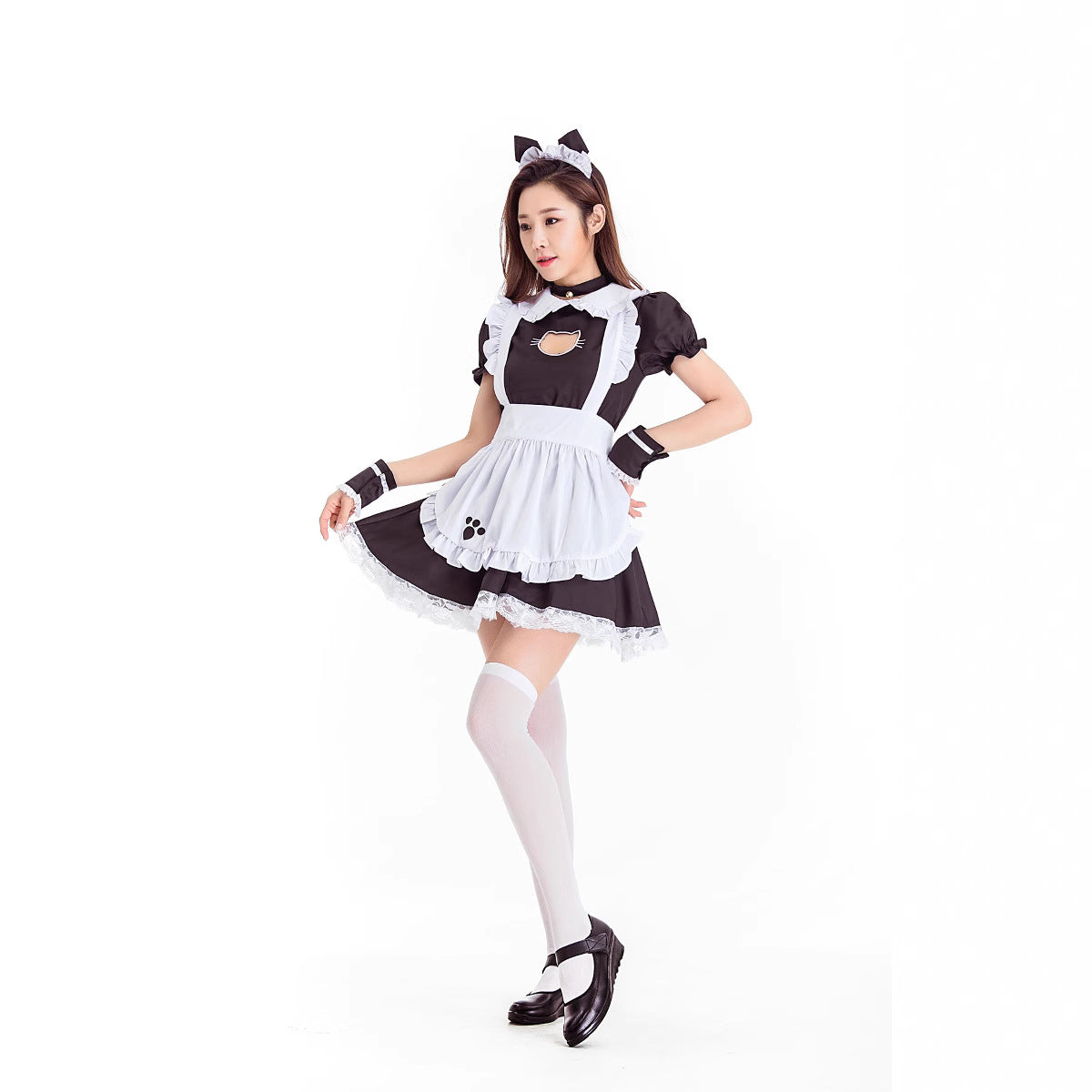 Polyester Women's Role-playing Dress With Cat's Paw Pattern