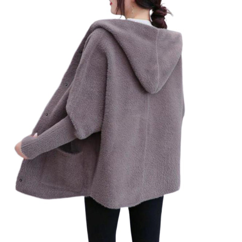 Loose All-matching Thickened Double-sided Velvet Knitted Cardigan